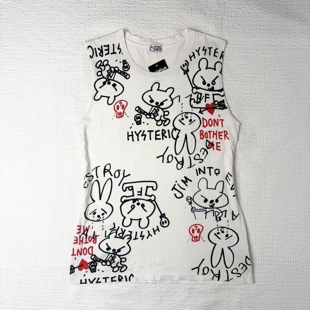 rare Hysteric Glamour graffiti-style rabbit graphic tank
